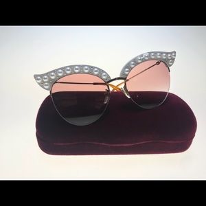 Gucci GG0212S 003 White Gold Fashion Sunglasses